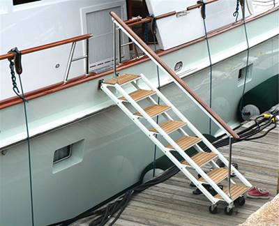 Carbon stairs make boarding a sailing yacht a breeze