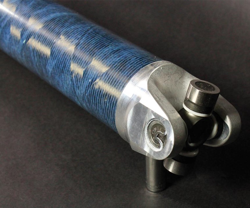  all-composite, lament-wound driveshaft fabricated by QA1