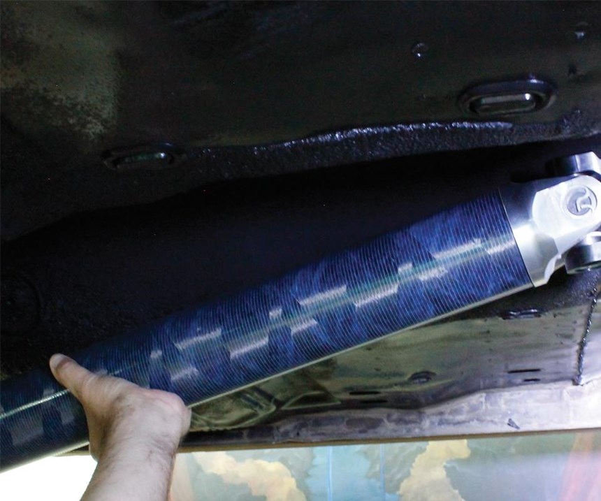  all-composite, lament-wound driveshaft fabricated by QA