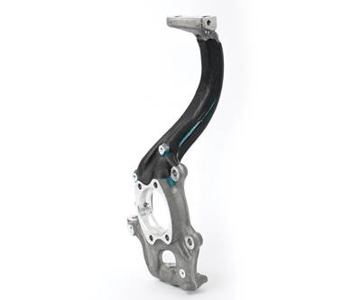 Hybrid carbon fiber/aluminum suspension knuckle