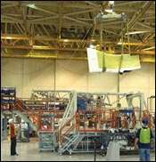 Assembly of the first production F-35A Lightning II fighter