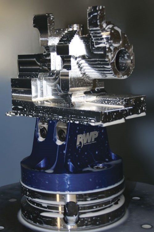 RWP-001 dovetail fixture with rough machined workpiece.