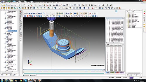 Screenshot of tool paths in BobCAD/CAM's V27 Mill Pro