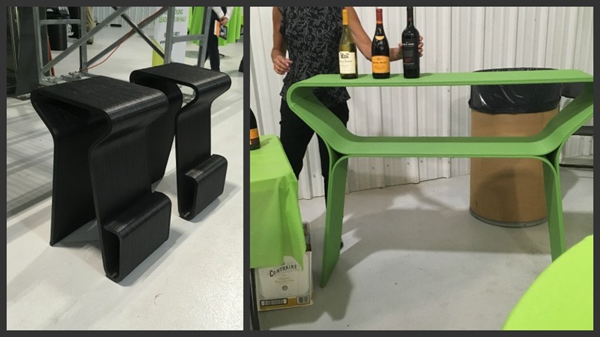 3D-printed bar stools and bar