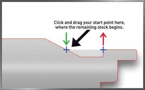 Start point for second turning pass