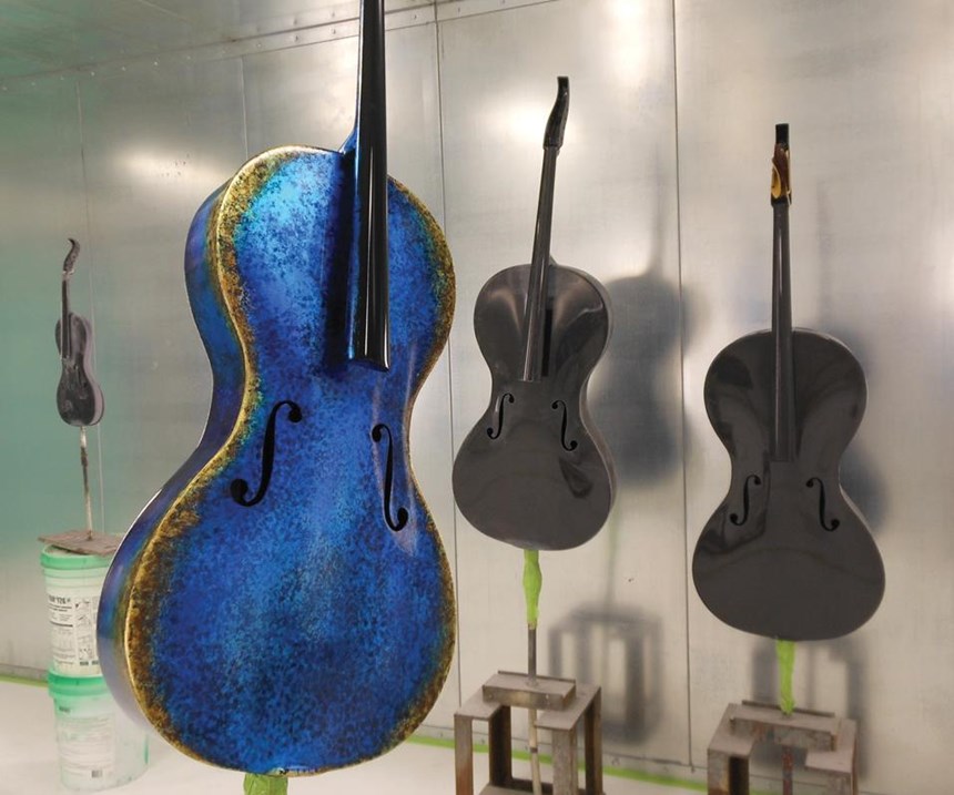 custom-painted cello destined for Cirque du Soleil