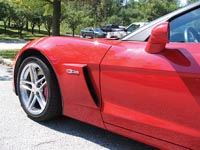 Close-up of carbon fiber fender in place on the 2006 Corvette Z06