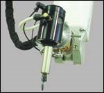 The tool’s pneumatic motor/spindle assembly