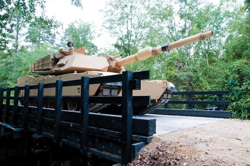 Abrams tank on bridge