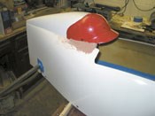 Step 7: The headrest and helmet are built up and the seams covered with body filler.
