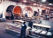 Step 7: After layup and bagging, parts are placed in one of seven Thermal Equipment Corp. autoclaves.