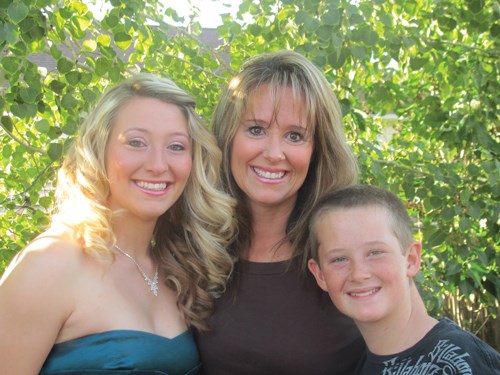 Kim Bossley with her two children, Megan and Garrett.