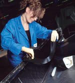 A lay-up technician stiffens the door