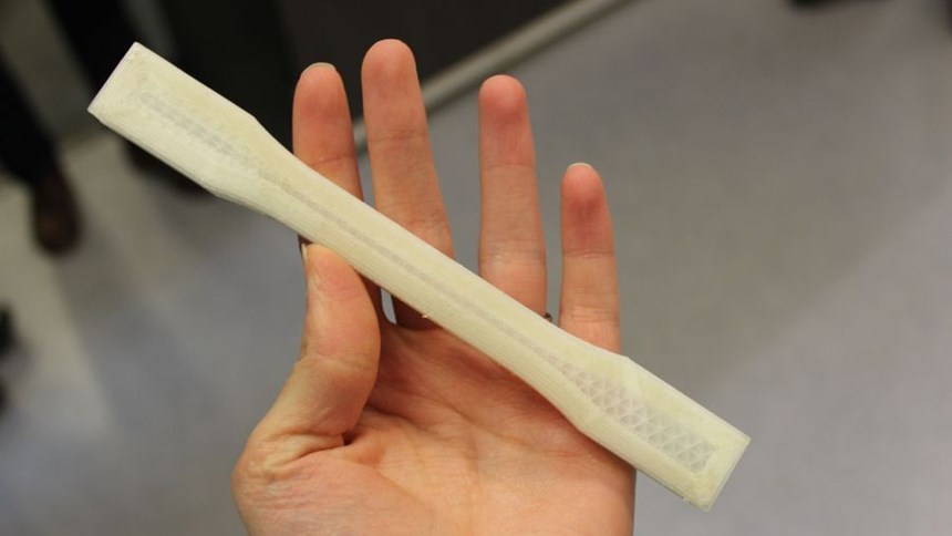 Mark One 3D-printed part with fiberglass reinforcement