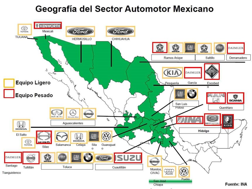 Geografía del sector automotor mexicano.