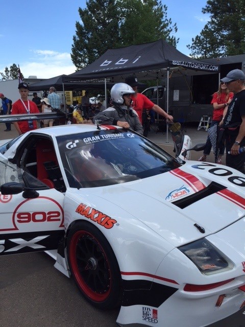 James Robinson ready to go in his Acura NSX with carbon fiber body.