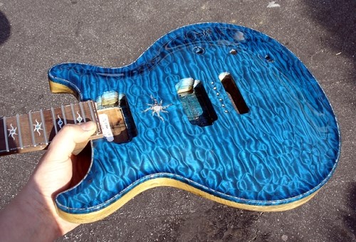 guitar body machined on a CNC
