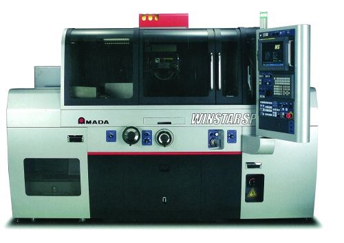 Amada’s Winstar SP (V-spec) form grinder features a CCD camera and software that can measure shapes directly on the machine. The software automatically calculates compensation values based on a target profile and the measured workpiece, the company says.
