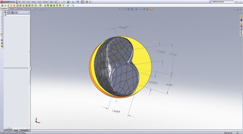 CAD model of a piston dome