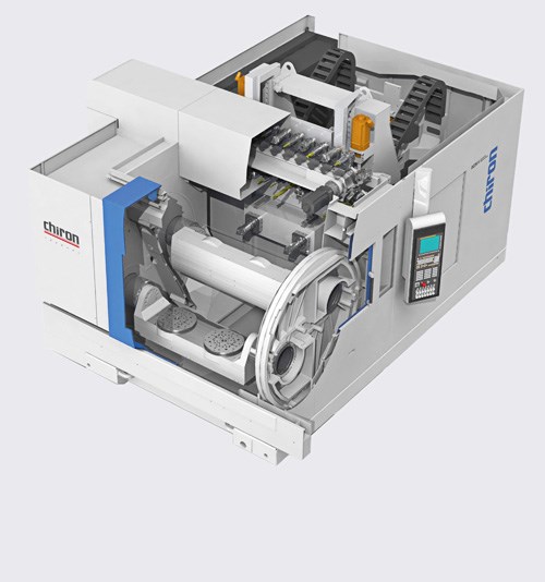 Chiron’s 26 series horizontal machining centers accommodate large workpieces such as gear housings and structural components for the aerospace and automotive industries. Bridge dimensions range from 1,250 to 3,000 mm within the series, which is the company’s first range of HMCs. 