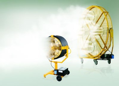 Big Ass Fans Portable Fans Available with Misting Systems