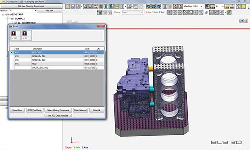 El software opcional Guideline usa un modelo CAD de una pieza de trabajo para determinar automáticamente una solución de fijación usando componentes FCS.
