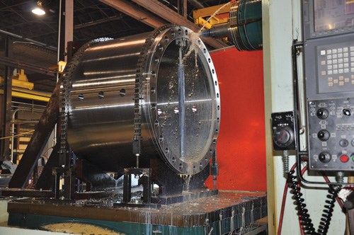 Machining a large oilfield component