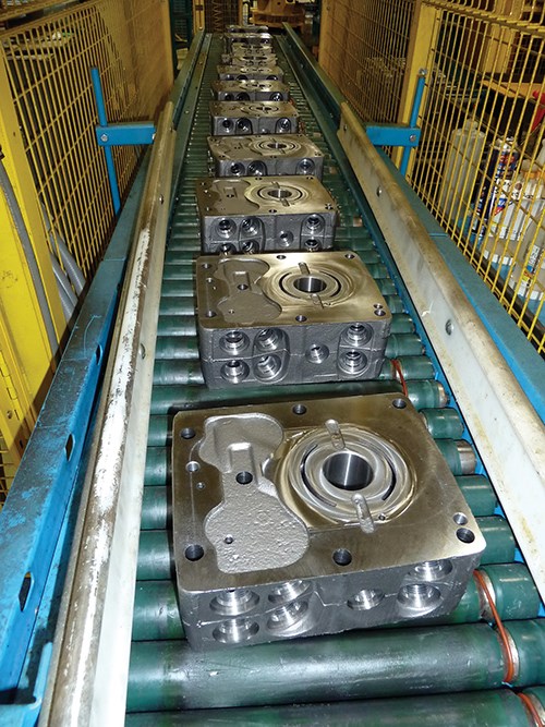 parts loaded on conveyor