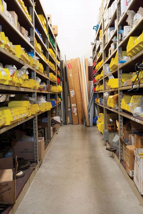 Rows of cluttered shelves and tool bins used to be a common sight at Transfer Tool. 