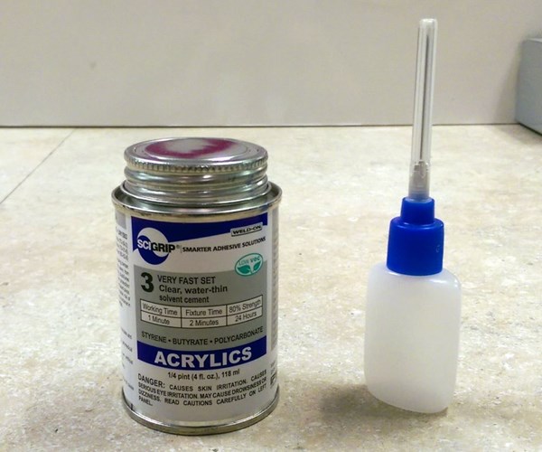 can of acrylic glue to bond together 3D-printed prototype