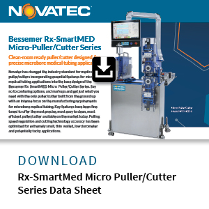 data sheet on Novatec puller/cutter for medical tube extrusion