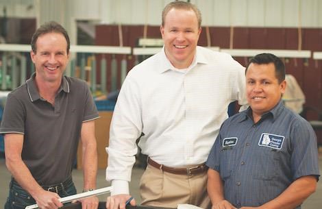 From left, Stanley Phillips, vice president of production; Dallas Cooley, vice president sales; and Ramiro Lopez, shift production manager.