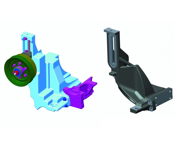 Diesel engine support before and after topology optimization