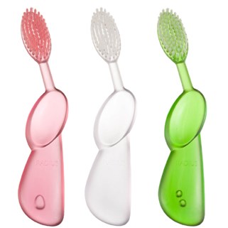 Radius toothbrushes injection molded of cellulose acetate