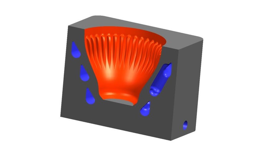 Computer rendering of mold cavity for bottle top