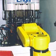 Robot loading bore-finishing machine