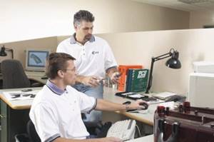 Engineering Manager Mike Kelly and Design Engineer Jim Deitner