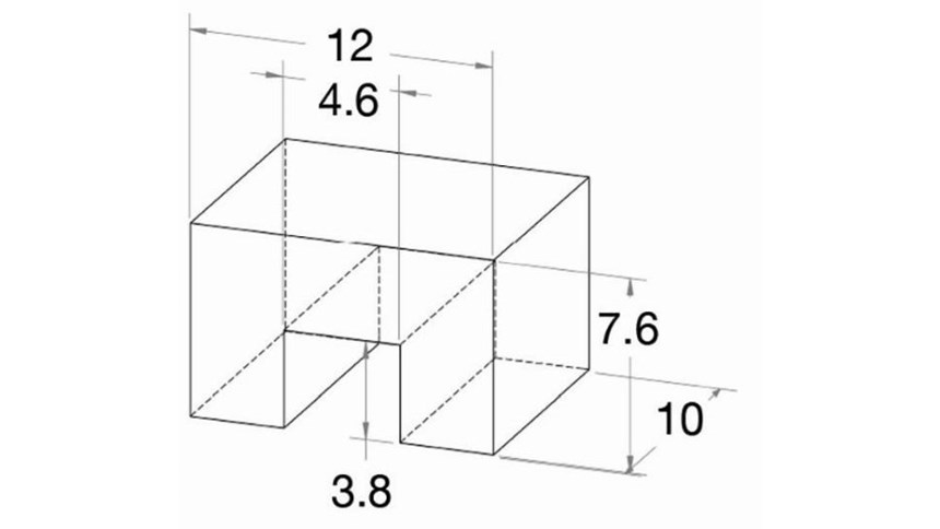 Dimensions of the test piece