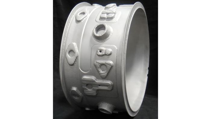 Inconel part consisting of a cylindrical blank and additively manufactured features