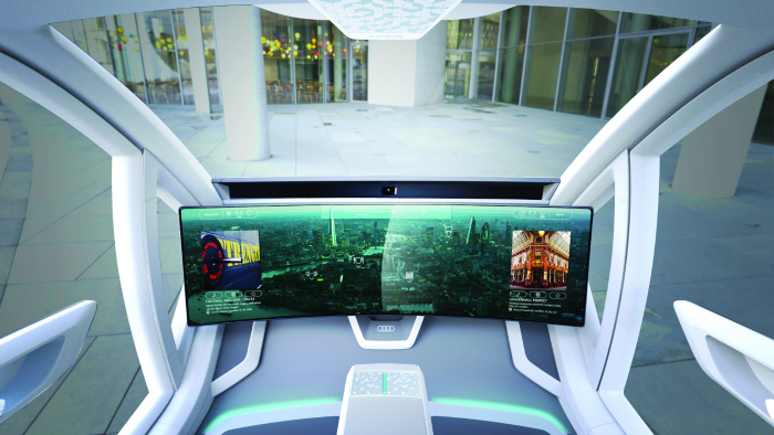One of the key interior features of the Pop.Up Next is this 49-inch touchscreen that has eye-tracking and facial recognition capabilities.