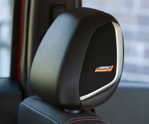 The Kicks features an interesting approach to audio: the Bose Person Plus system that includes, among its eight speakers, one that is fitted into the driver’s headrest, thereby providing tailored sound for the person who is most likely to be in the vehicle the greatest amount of time. (While the car seats five, the demographic is people who are single or couples, no kids.)