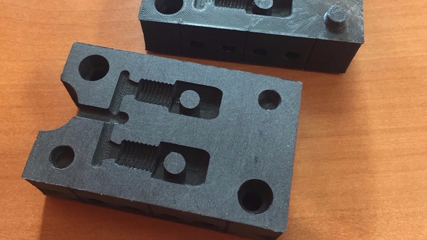 Two-cavity plastic composite injection mold built on a Fabricatus high-precision desktop 3D printer