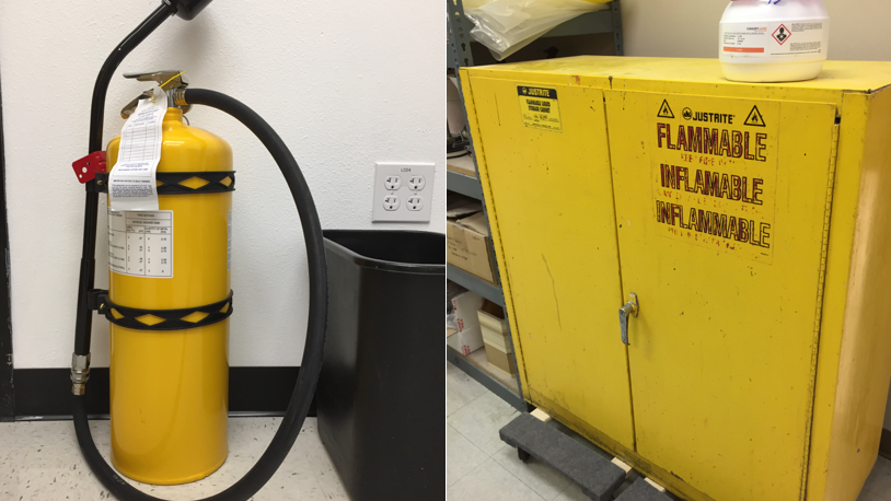 Class D Fire Extinguisher and Flammables Cabinet