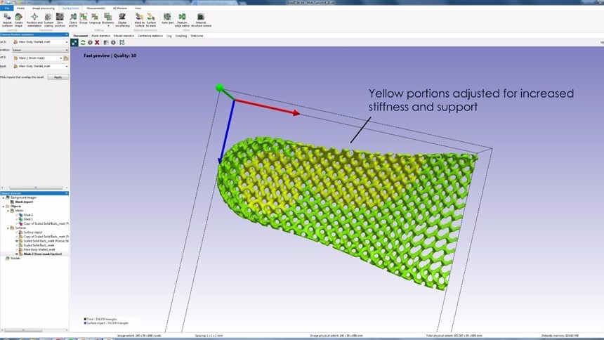Screenshot of the latticed sole in Simpleware software