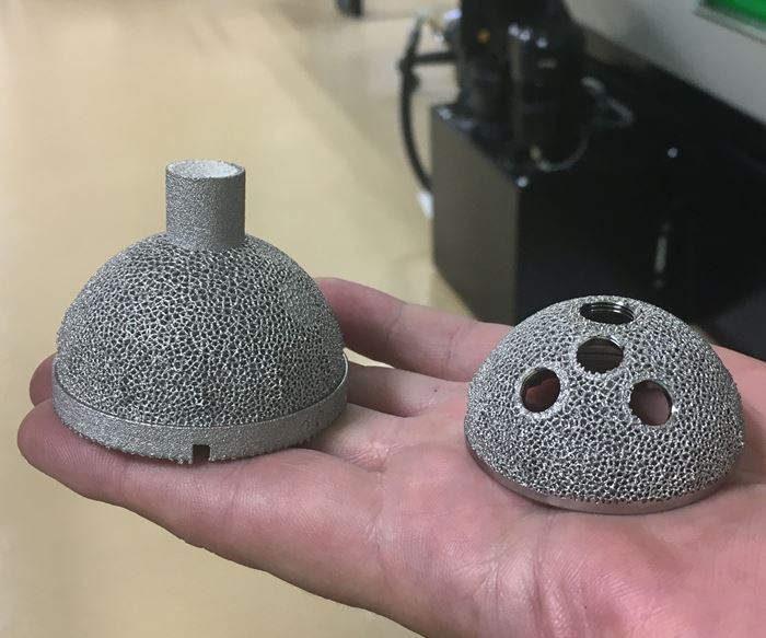 Acetabular hip cups, after 3D printing and after machining