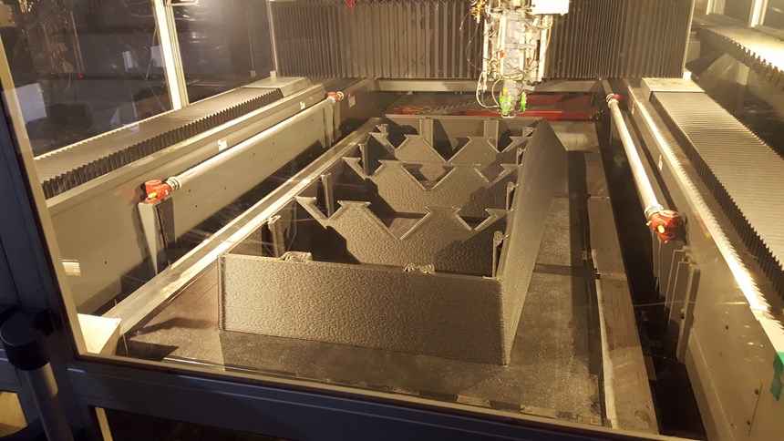 form for precast concrete being printed on a BAAM 3D printer at AES