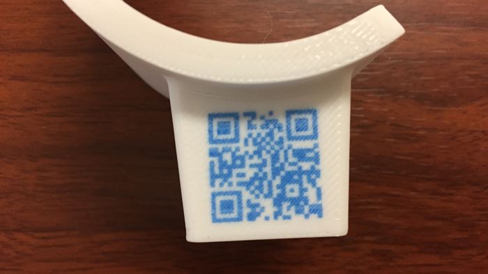 Rize 3D-printed Digitally Augmented Part (DAP) with QR Code
