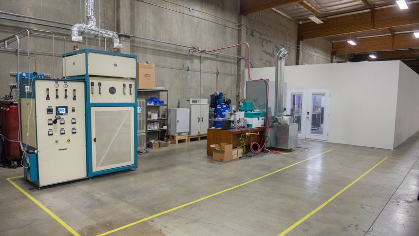 3DEO Gardena, California, facility interior showing sintering furnace and 3d printer pod