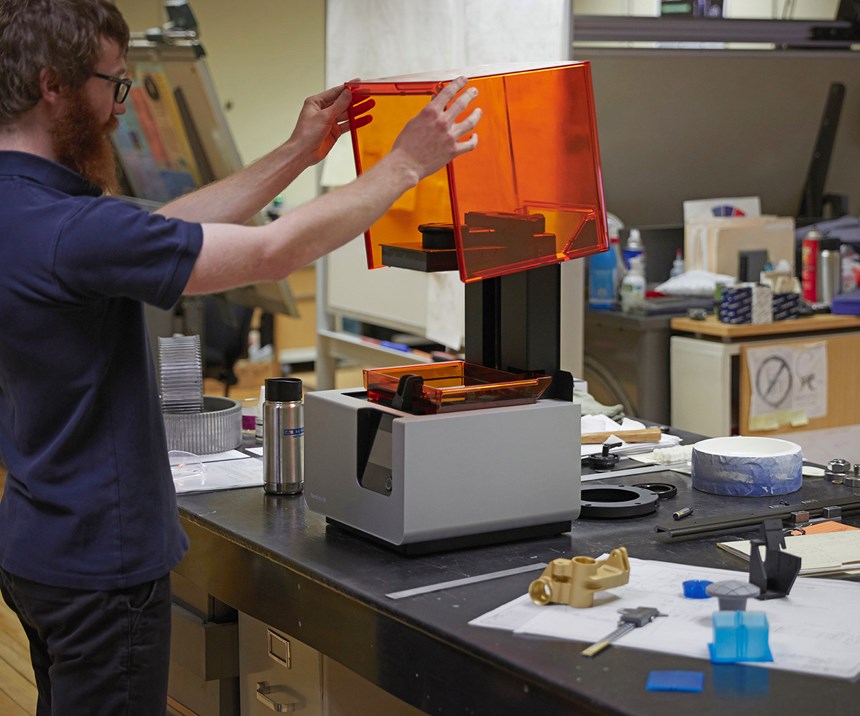 A&M Tool and Design employee with Formlabs Form 2 3D printer