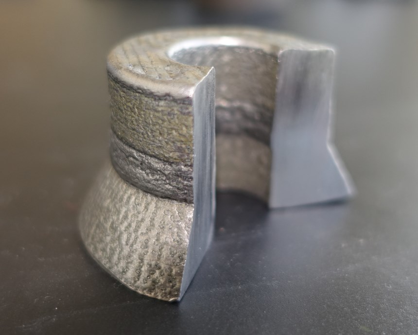 3D-printed part combining three different materials